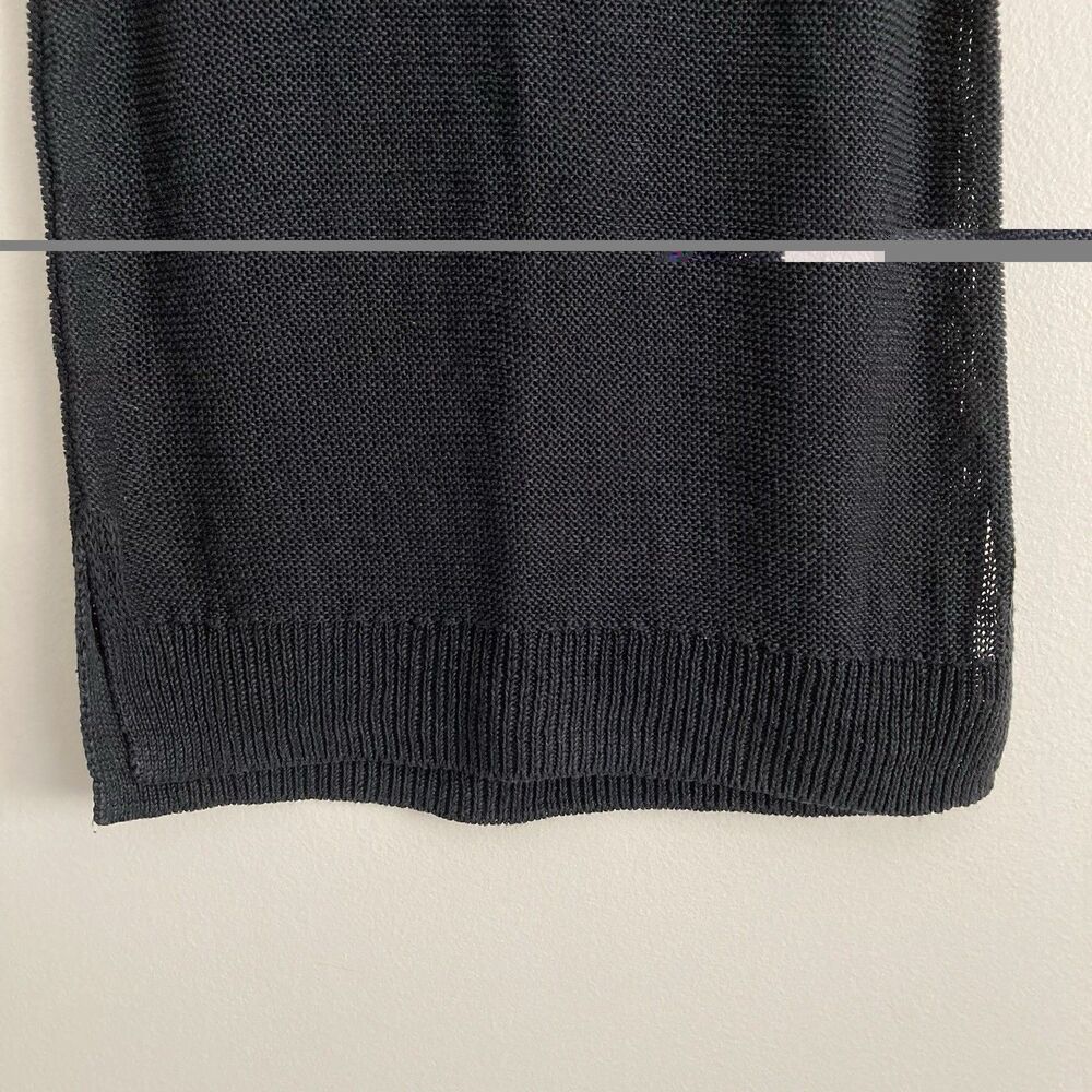 J. Crew Black  100% Linen Crochet Knit Tank Top Womens Size Medium Minimalist - Picture 5 of 9